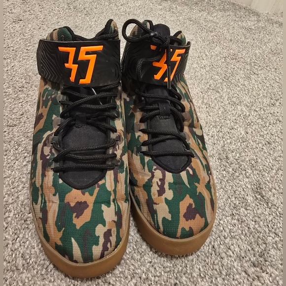 Nike KD Vulc Mid TXT GS Camo Neon Orange Shoe Lightweight Boys Basketball - Picture 3 of 9